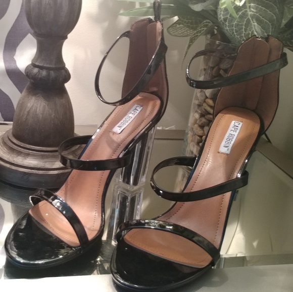 Cape Robbin Shoes - Black glitter Chunky heels